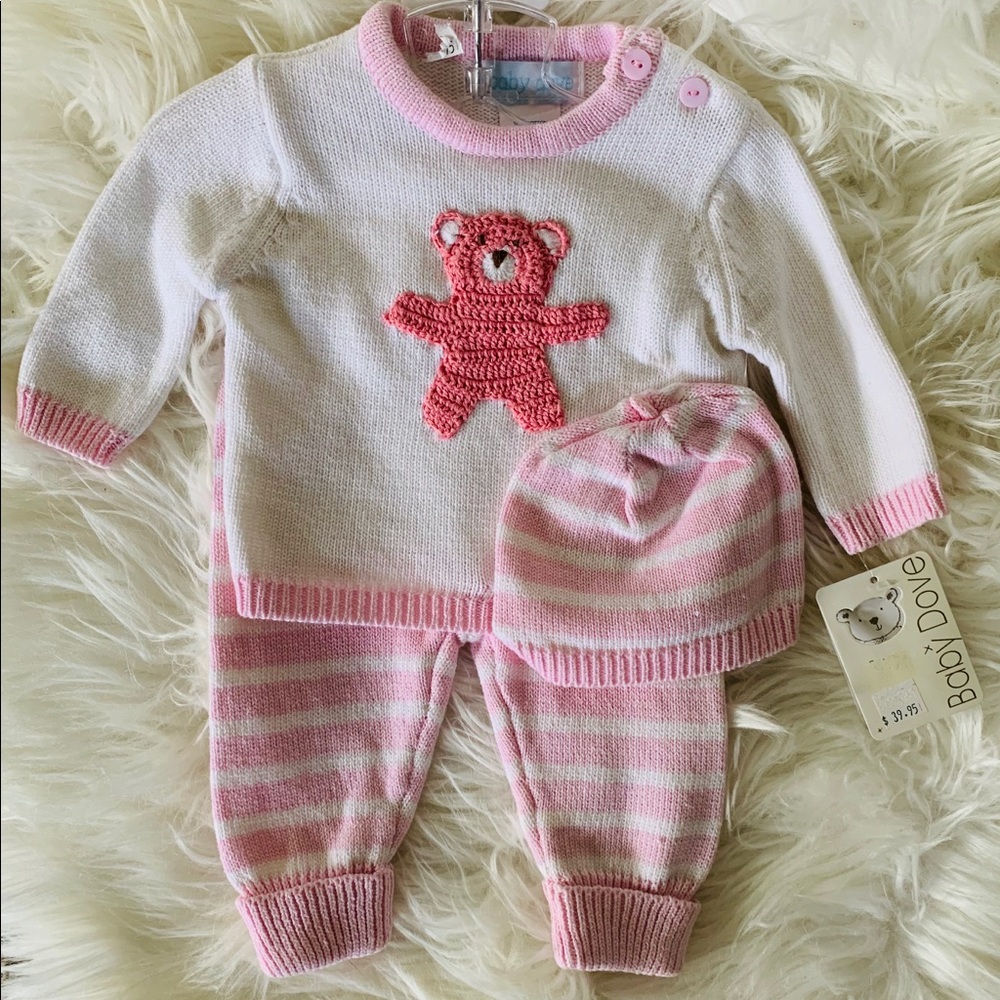 Baby Girls’ Bear Knit Pant Set by Baby Dove